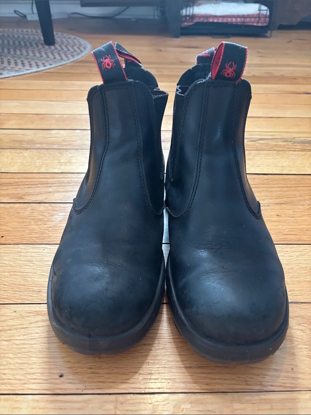 Black Slip-On Redback Boots with Red Pull Tabs